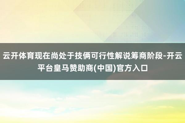 云开体育现在尚处于技俩可行性解说筹商阶段-开云平台皇马赞助商(中国)官方入口