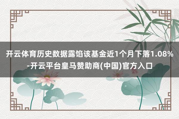开云体育历史数据露馅该基金近1个月下落1.08%-开云平台皇马赞助商(中国)官方入口