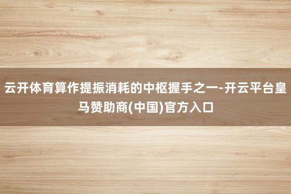云开体育算作提振消耗的中枢握手之一-开云平台皇马赞助商(中国)官方入口